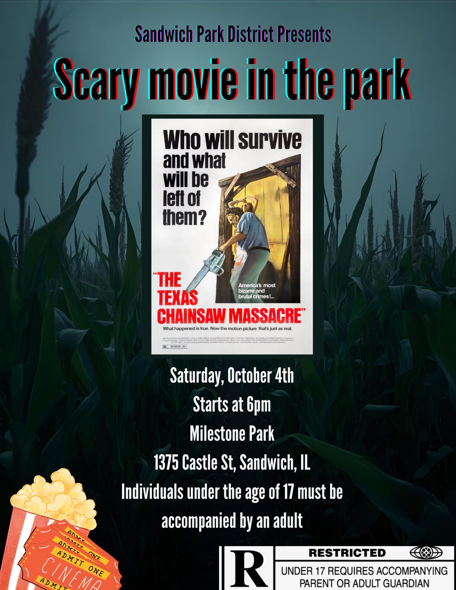 scary movie in the park October 2025